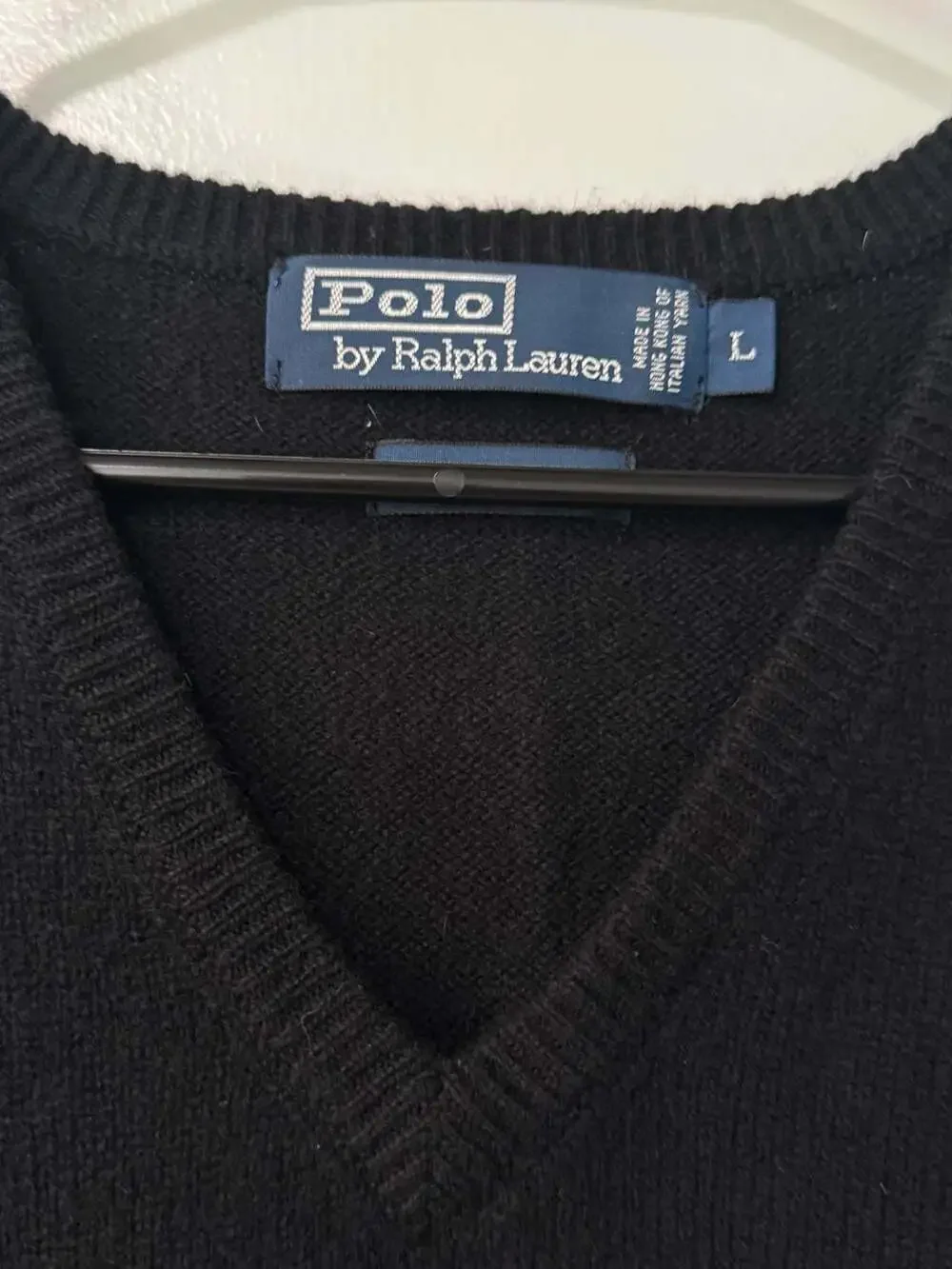 Vintage Polo Ralph Lauren Lambswool Sweater Vest Black V Neck Men’s Large